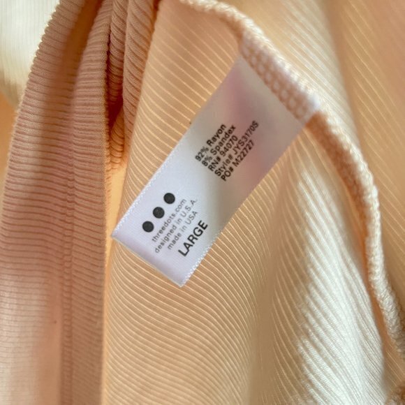 THREE DOTS Viscose Rib Short Sleeve Scoopneck Tee TOP MELON WOMENS‎ SIZE L - Picture 6 of 7